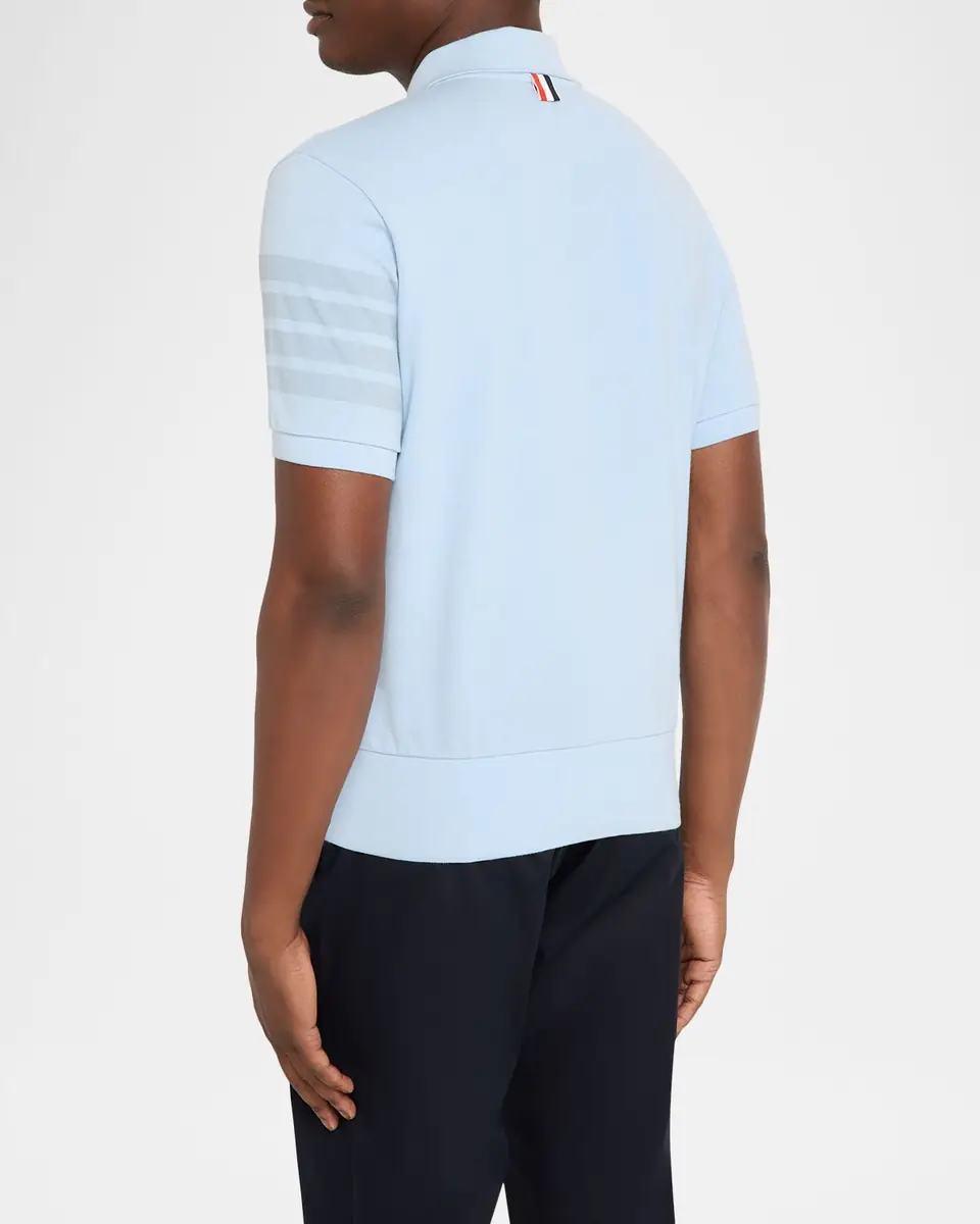 Thom Browne Men's Garment Dyed Jersey 4-Bar Polo Shirt | Thumbnail 7 Thom Browne Men's Garment Dyed Jersey 4-Bar Polo Shirt | Thumbnail 7