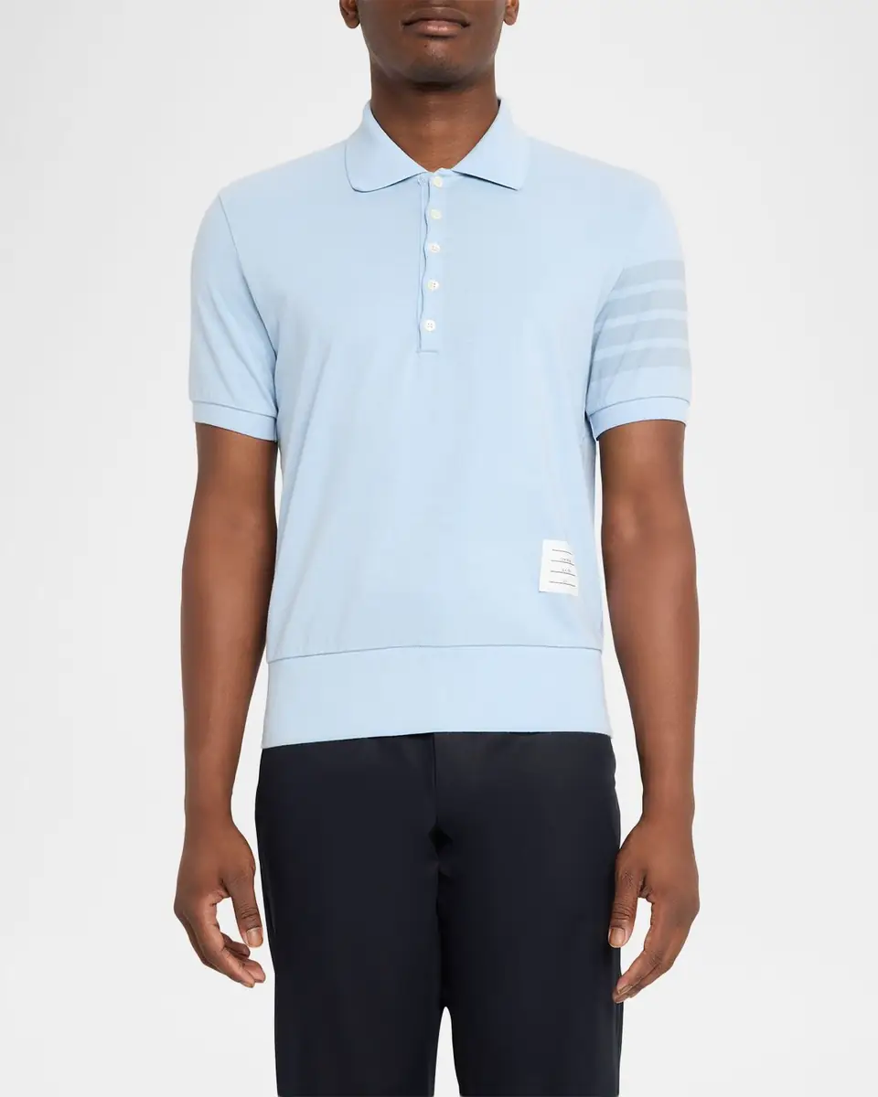 Thom Browne Men's Garment Dyed Jersey 4-Bar Polo Shirt | Thumbnail 8 Thom Browne Men's Garment Dyed Jersey 4-Bar Polo Shirt | Thumbnail 8