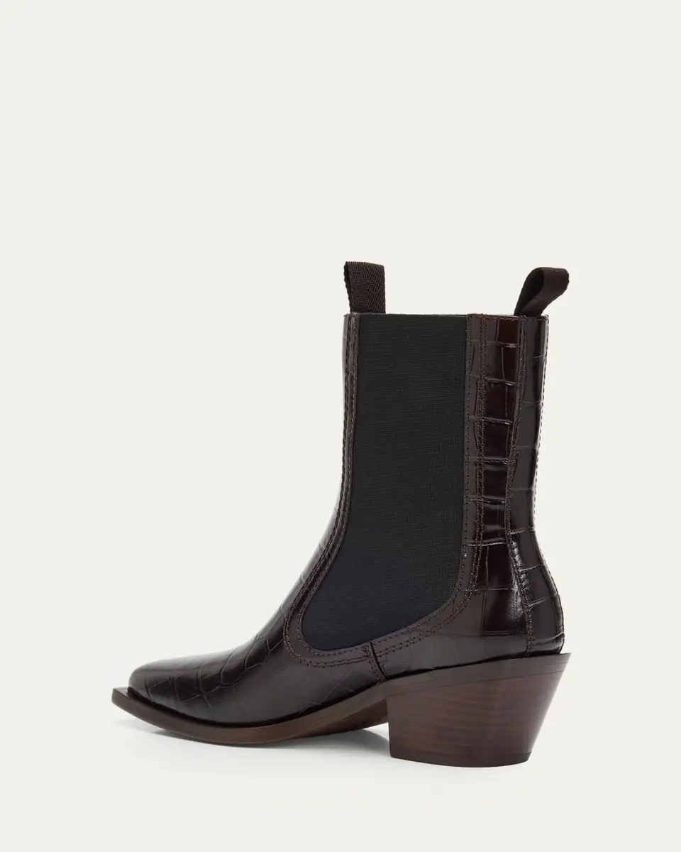 Loeffler Randall Nat Croc-Embossed Leather Ankle Booties | Thumbnail 2
