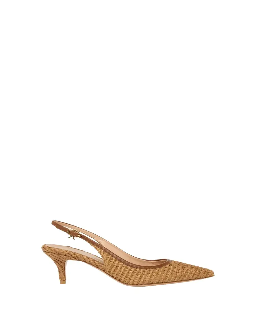 Gianvito Rossi Marbella Raffia Slingback Pumps | Image 1 Gianvito Rossi Marbella Raffia Slingback Pumps | Image 1