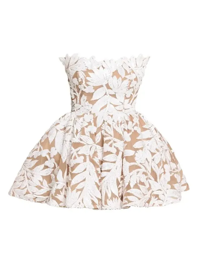 Chloe Strapless Sequin Floral Corset Mini Dress