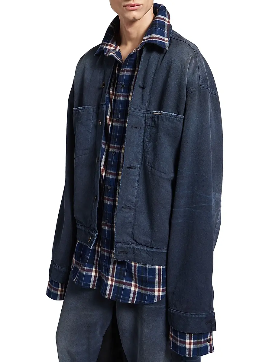 Balenciaga Men's Patched Denim Jacket | Thumbnail 3 Balenciaga Men's Patched Denim Jacket | Thumbnail 3
