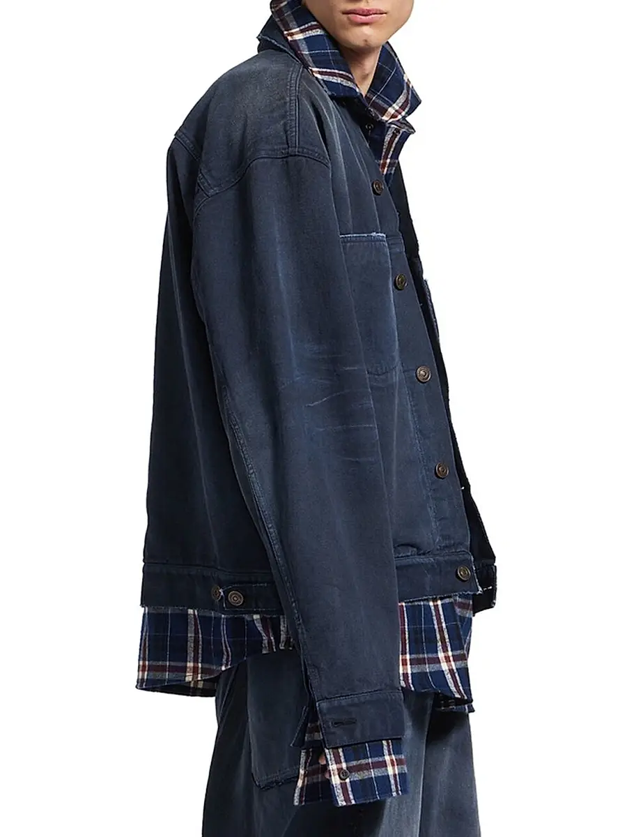 Balenciaga Men's Patched Denim Jacket | Thumbnail 4 Balenciaga Men's Patched Denim Jacket | Thumbnail 4