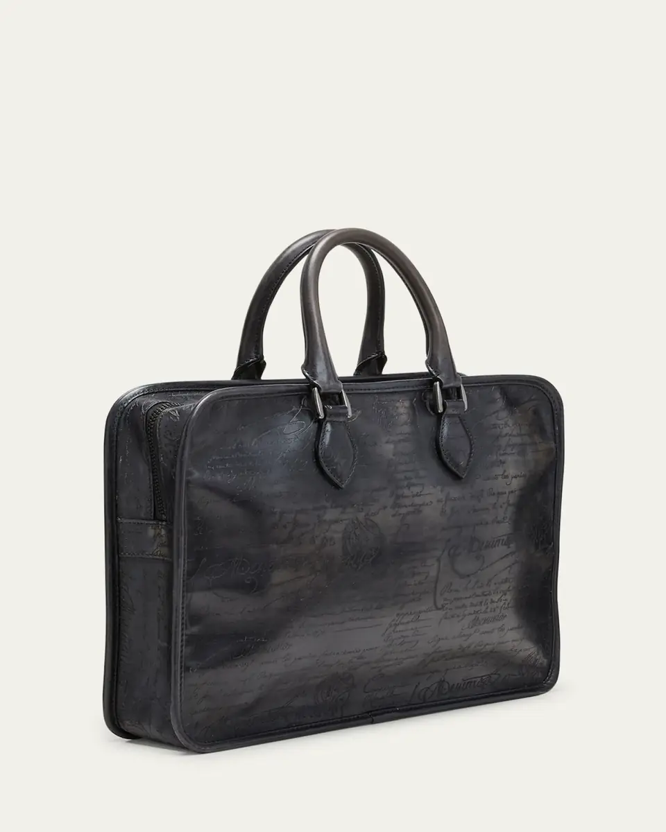 Berluti Men's Un Jour Venezia Scritto Leather Briefcase | Thumbnail 4 Berluti Men's Un Jour Venezia Scritto Leather Briefcase | Thumbnail 4