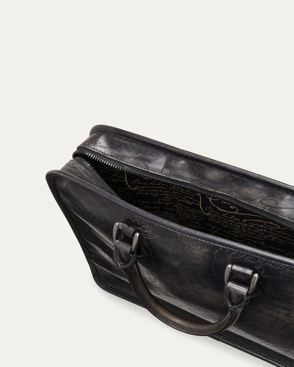Berluti Men's Un Jour Venezia Scritto Leather Briefcase | Thumbnail 5 Berluti Men's Un Jour Venezia Scritto Leather Briefcase | Thumbnail 5