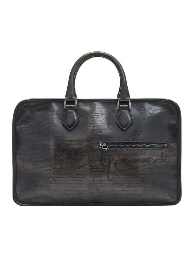 Men's Un Jour Venezia Scritto Leather Briefcase