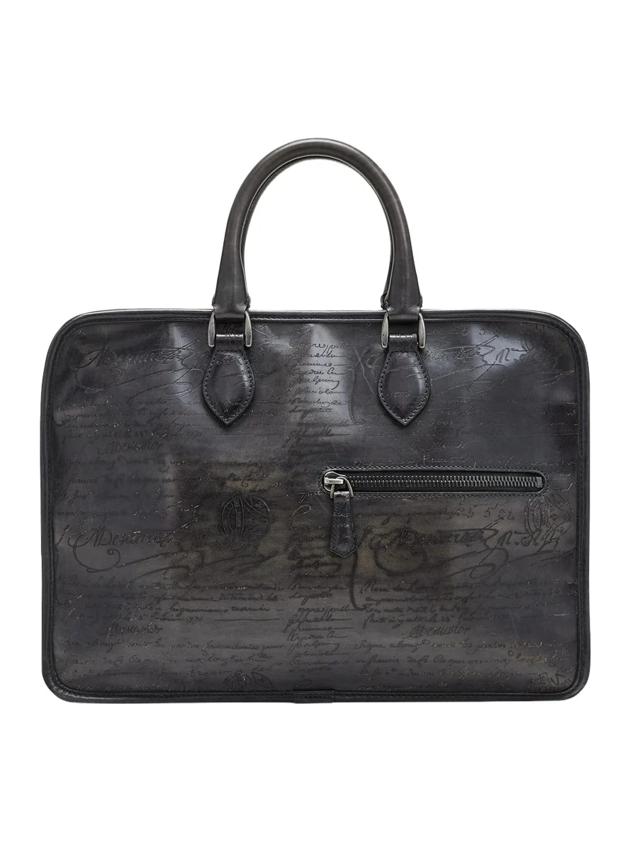 Men's Un Jour Venezia Scritto Leather Briefcase Men's Un Jour Venezia Scritto Leather Briefcase