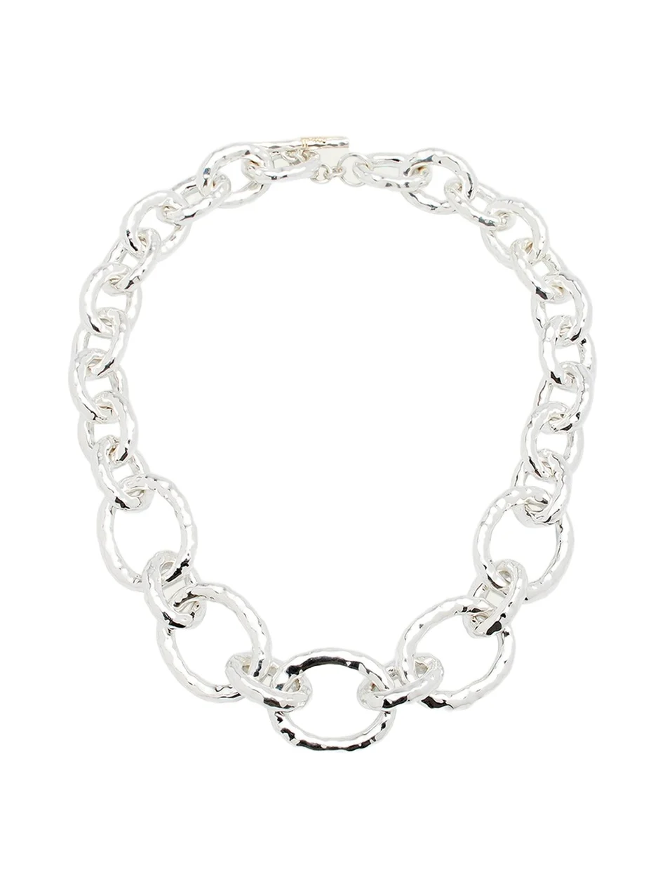 Short Hammered Bastille Necklace in Sterling Silver