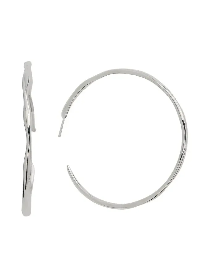 Large Squiggle Hoop Earrings in Sterling Silver