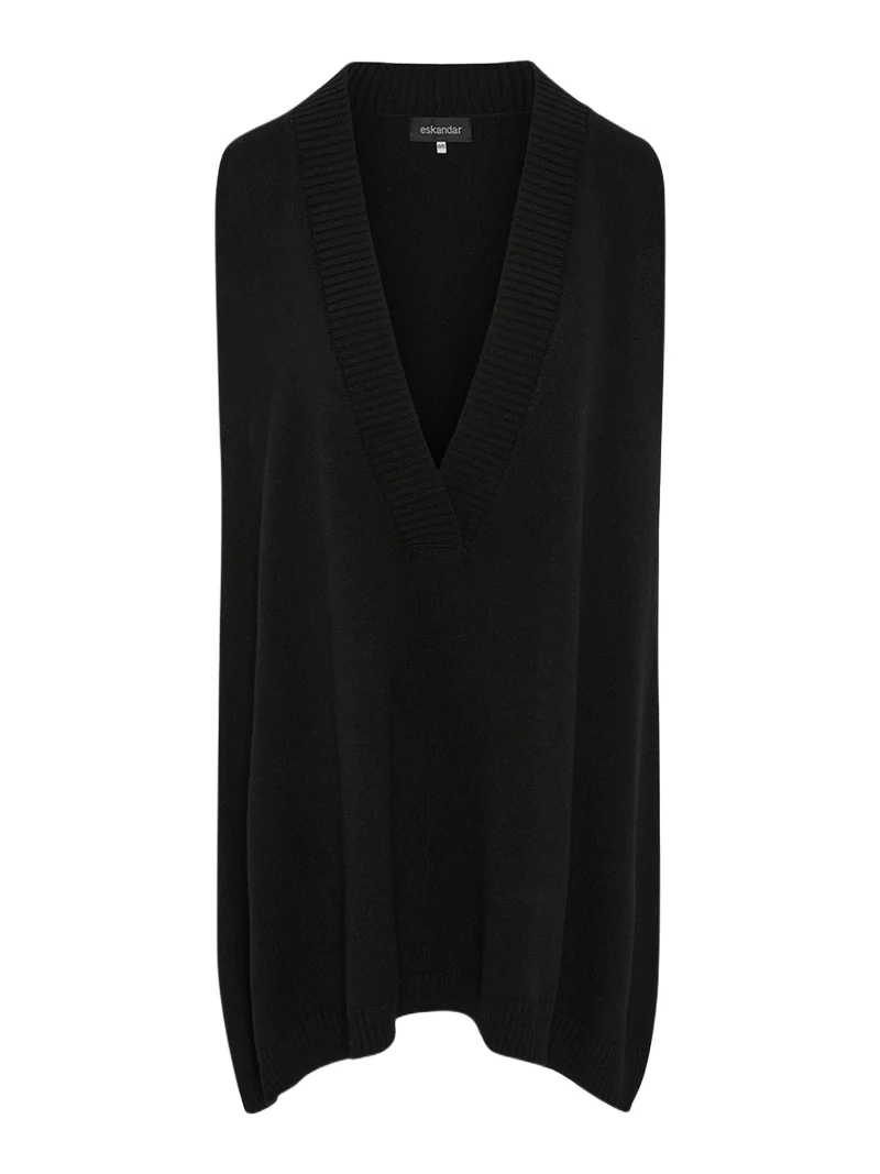 A-Line Sleeveless Deep-V Long Cashmere Sweater A-Line Sleeveless Deep-V Long Cashmere Sweater