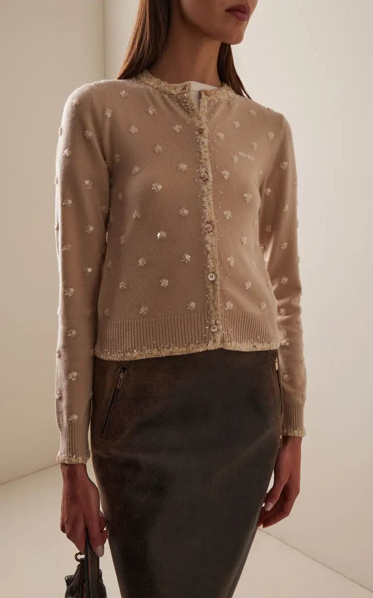 Miu Miu Embellished Cashmere Cardigan | Thumbnail 3 Miu Miu Embellished Cashmere Cardigan | Thumbnail 3