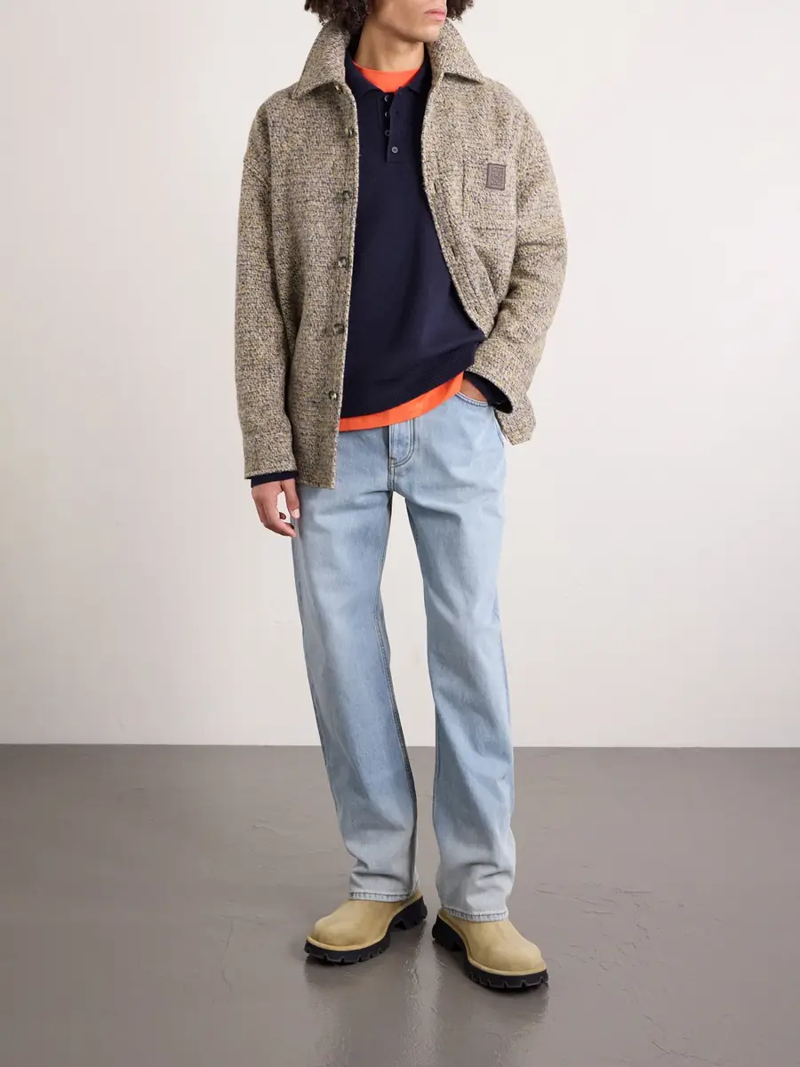 Loewe Logo-Appliquéd Brushed Knitted Overshirt - Men | Thumbnail 2