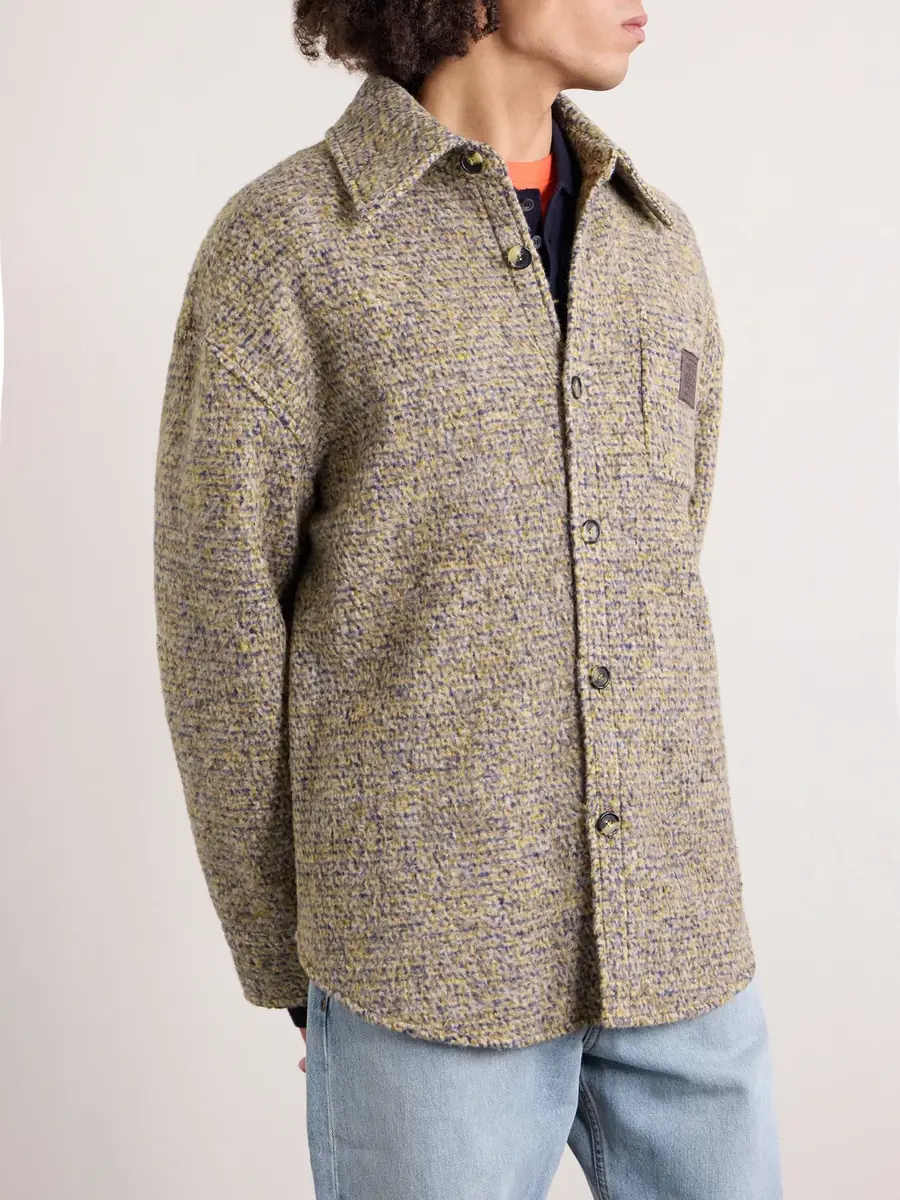 Loewe Logo-Appliquéd Brushed Knitted Overshirt - Men | Thumbnail 3