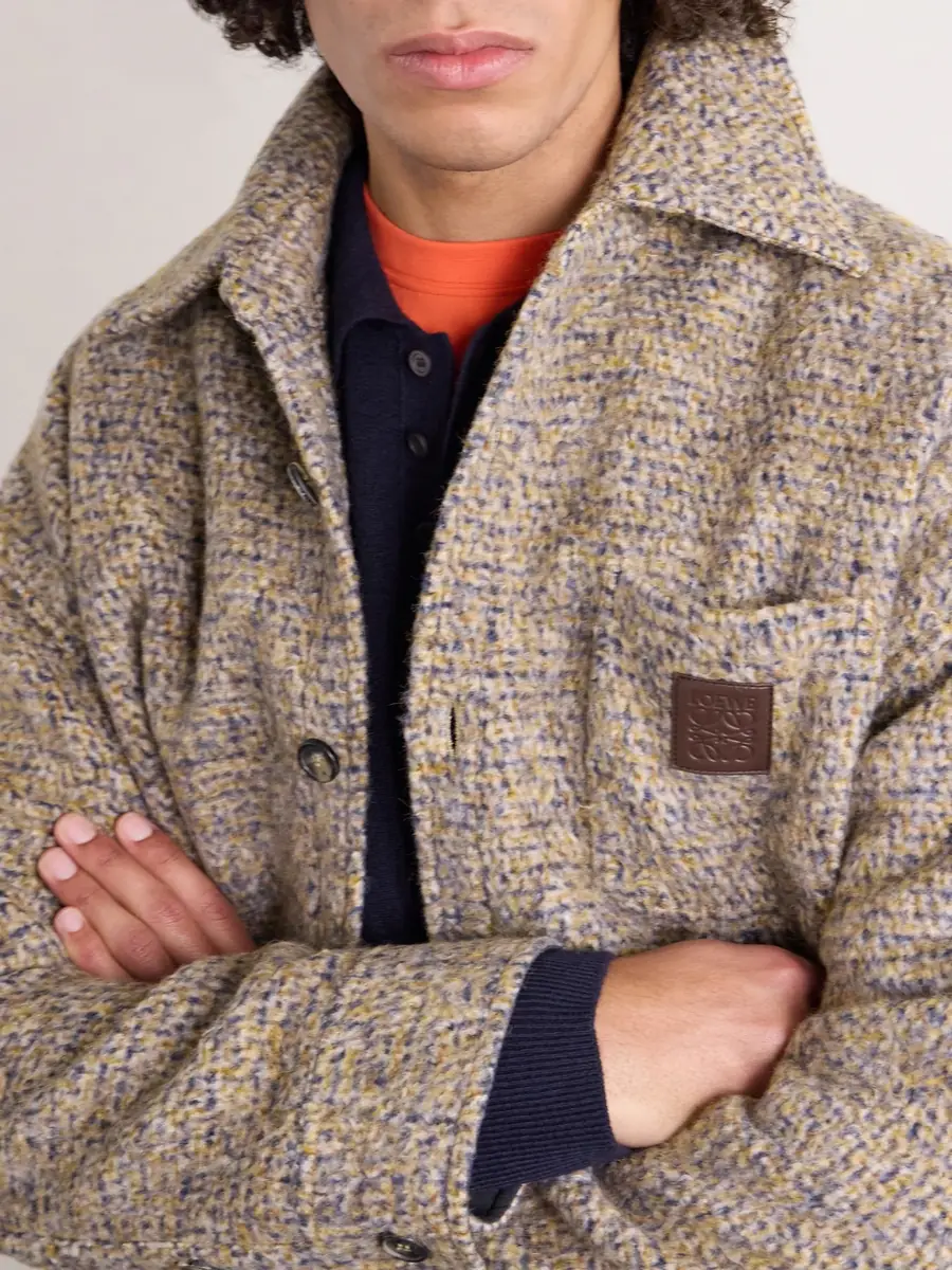 Loewe Logo-Appliquéd Brushed Knitted Overshirt - Men | Thumbnail 5