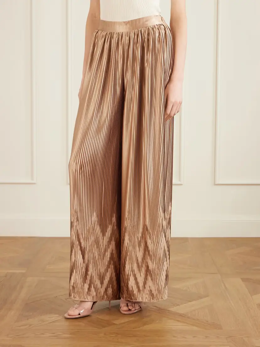 Dima Ayad Metallic Plissé-satin Wide-leg Pants | Thumbnail 3