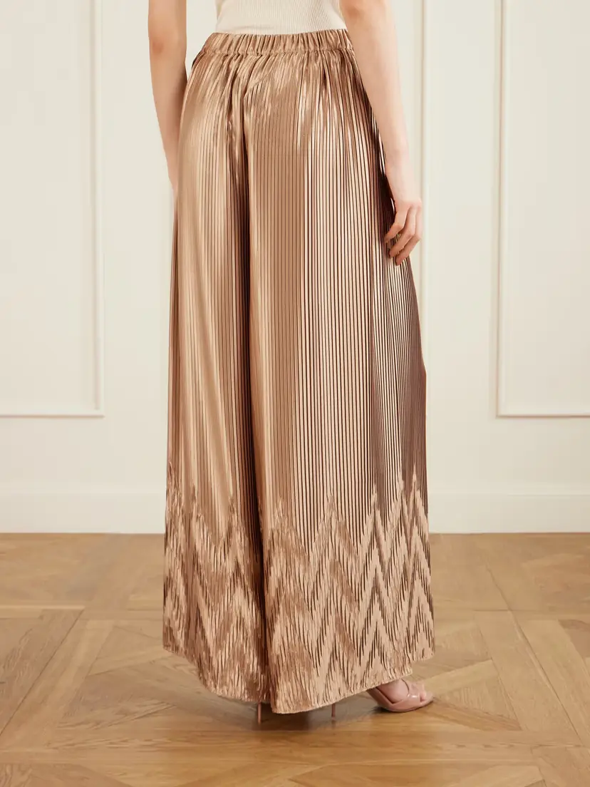 Dima Ayad Metallic Plissé-satin Wide-leg Pants | Thumbnail 4
