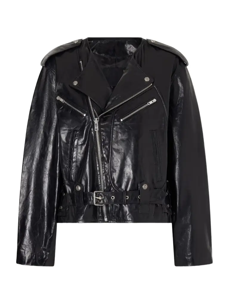 R13 Belted Embellished Leather Biker Jacket | Image 1 R13 Belted Embellished Leather Biker Jacket | Image 1