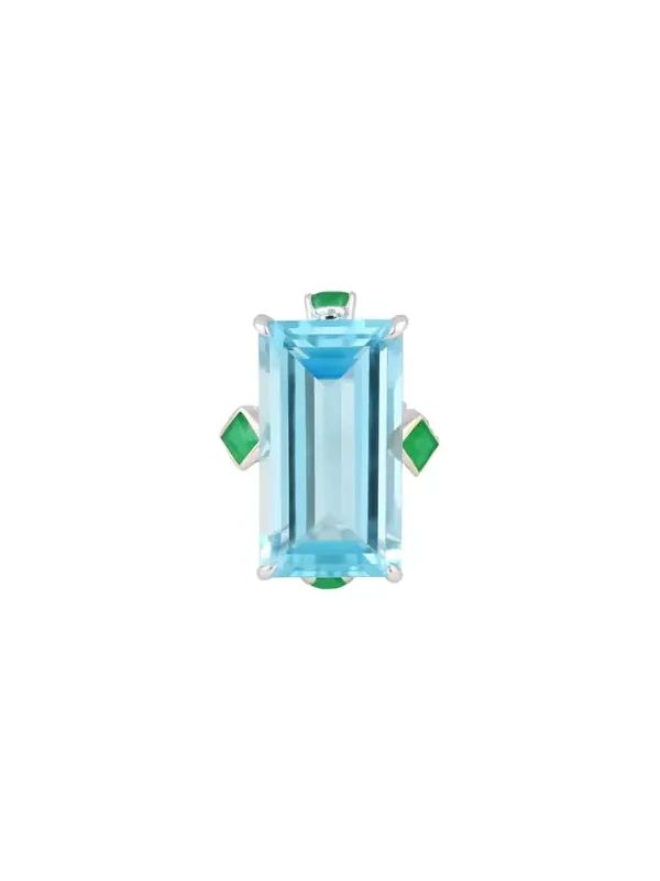 14.97ct Sky Blue Topaz Emerald 18K Gold Cocktail Ring 14.97ct Sky Blue Topaz Emerald 18K Gold Cocktail Ring