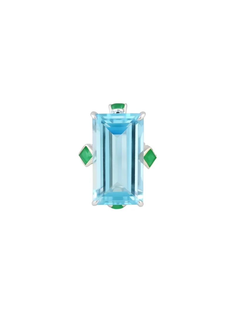 14.97ct Sky Blue Topaz Emerald 18K Gold Cocktail Ring 14.97ct Sky Blue Topaz Emerald 18K Gold Cocktail Ring
