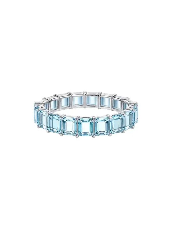 8.17ct Blue Topaz 18K Gold Eternity Band Ring 8.17ct Blue Topaz 18K Gold Eternity Band Ring