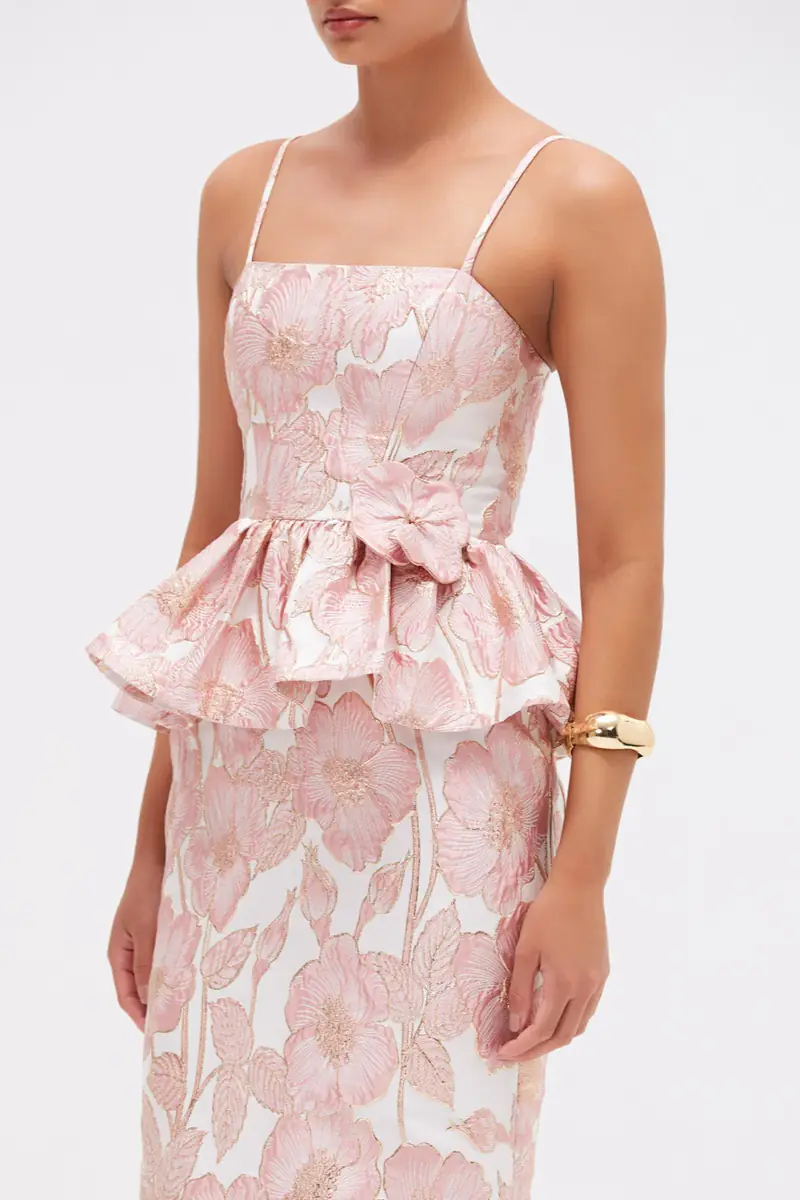 PatBo PETAL JACQUARD PEPLUM MIDI DRESS | Thumbnail 2 PatBo PETAL JACQUARD PEPLUM MIDI DRESS | Thumbnail 2