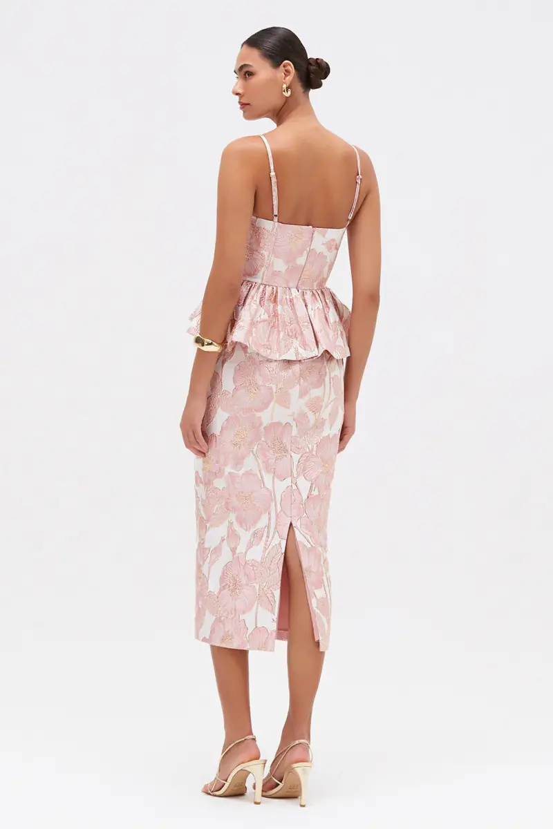 PatBo PETAL JACQUARD PEPLUM MIDI DRESS | Thumbnail 3 PatBo PETAL JACQUARD PEPLUM MIDI DRESS | Thumbnail 3