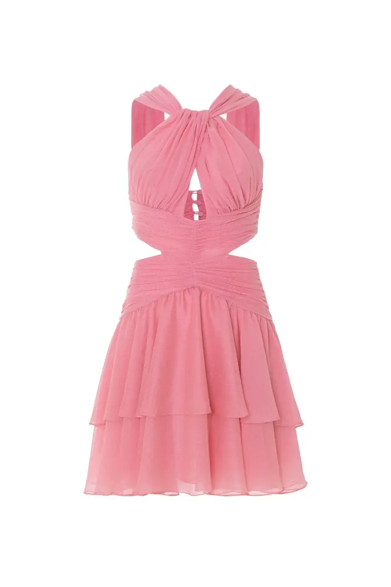 PatBo SILK PLISSE ESSENCE HALTERNECK MINI DRESS | Thumbnail 3