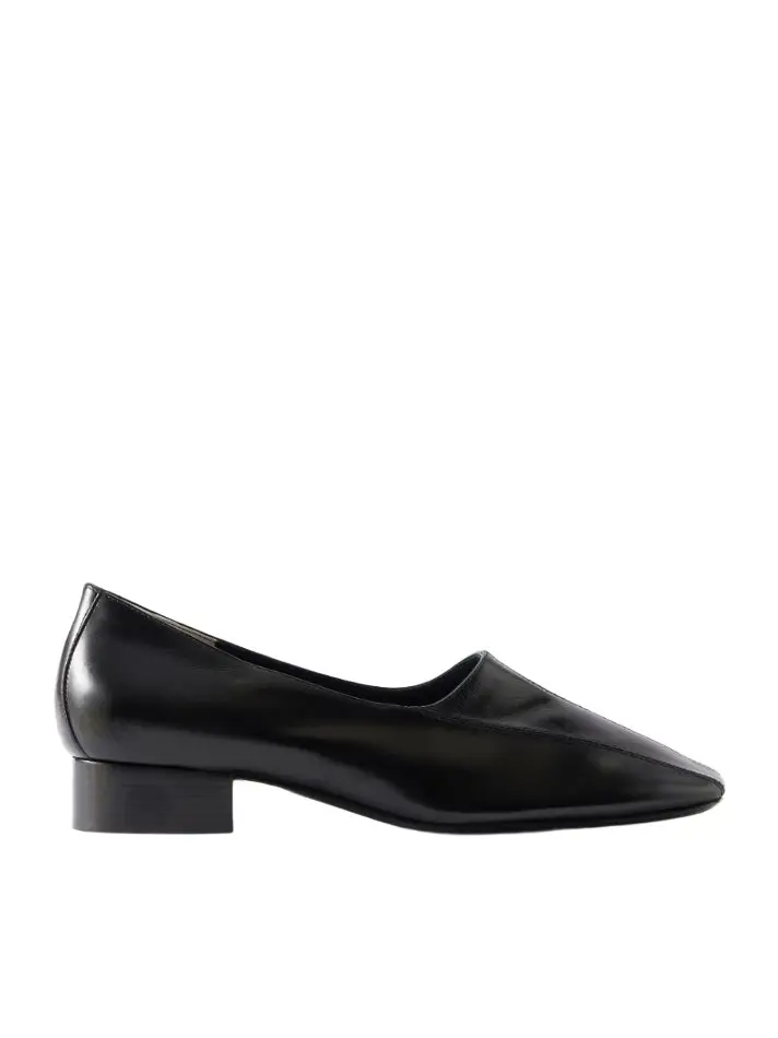 Phoebe Philo Club paneled glossed-leather pumps