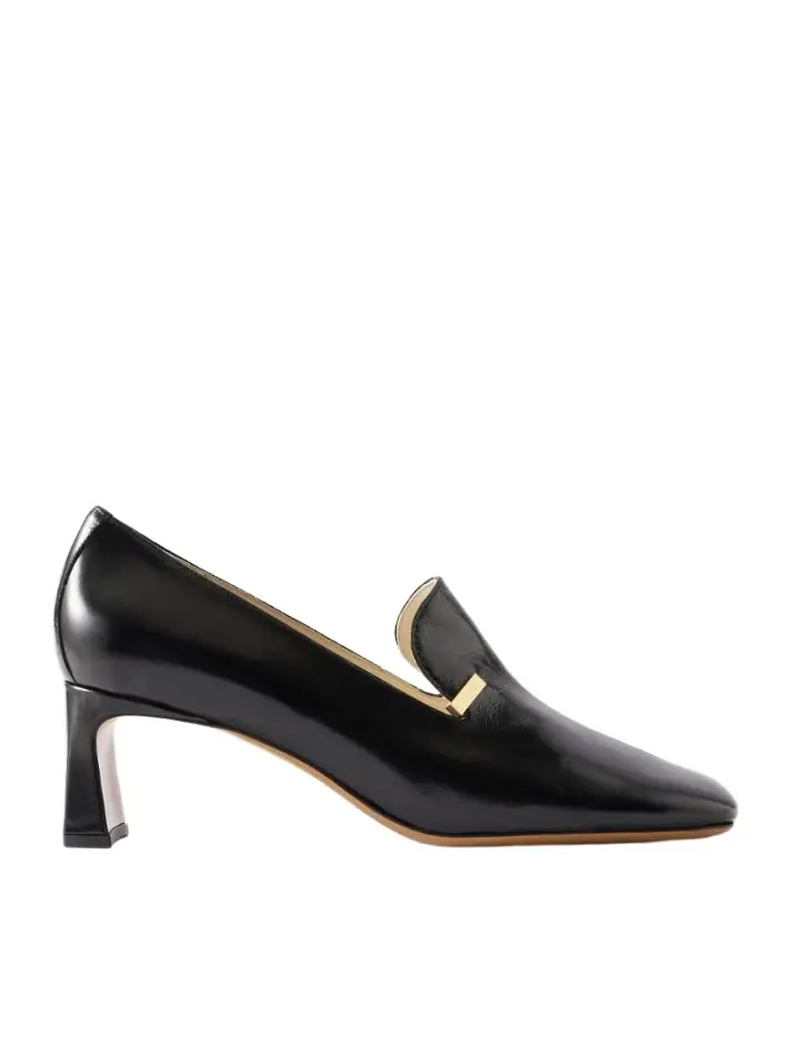 Phoebe Philo Club embellished glossed-leather loafers