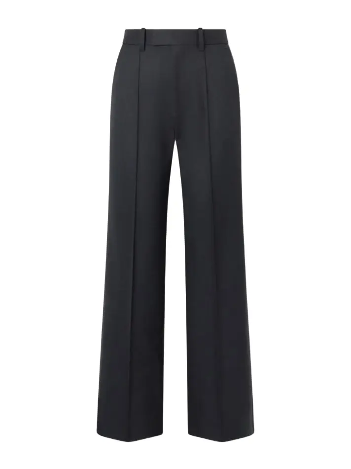 Boyish pleated flannel straight-leg pants