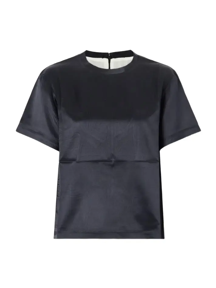 Graphic silk-blend satin T-shirt