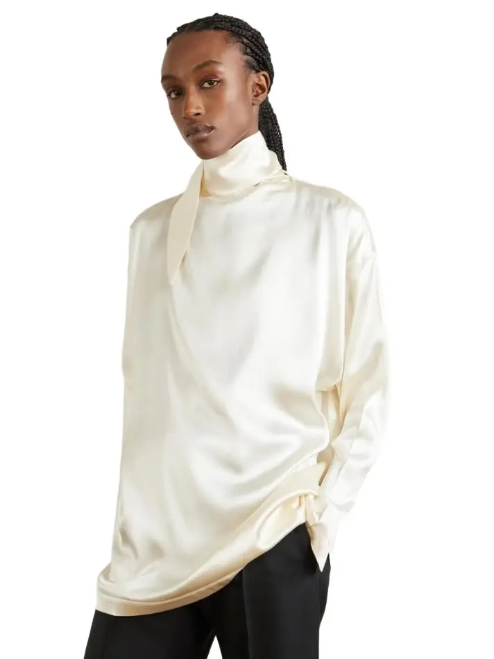Liquid scarf-detailed silk-blend satin blouse Liquid scarf-detailed silk-blend satin blouse