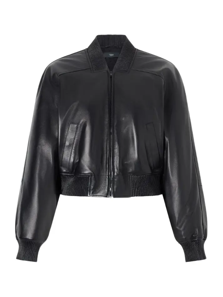Shrunk cropped leather bomber jacket Shrunk cropped leather bomber jacket
