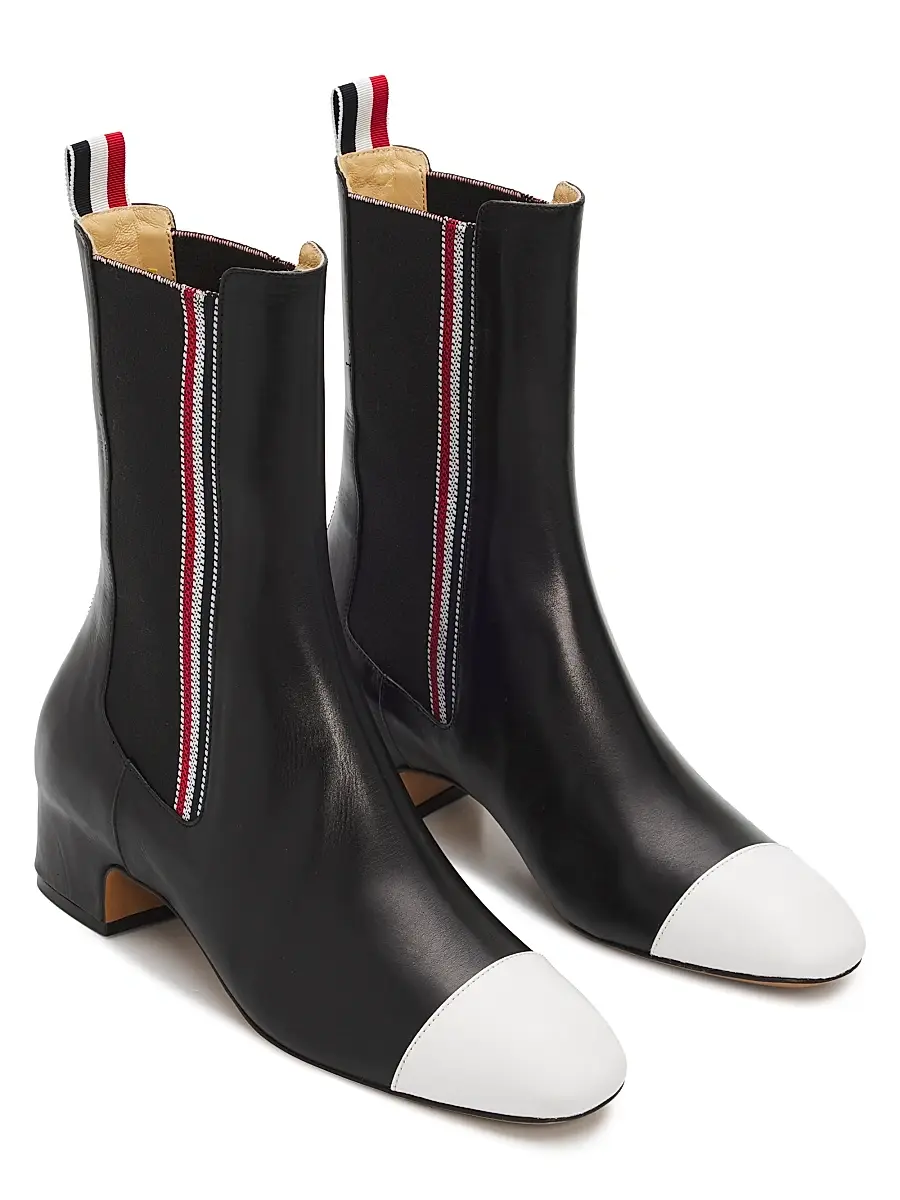 Thom Browne Women's Leather Mid-Calf Chelsea Boots | Thumbnail 2 Thom Browne Women's Leather Mid-Calf Chelsea Boots | Thumbnail 2