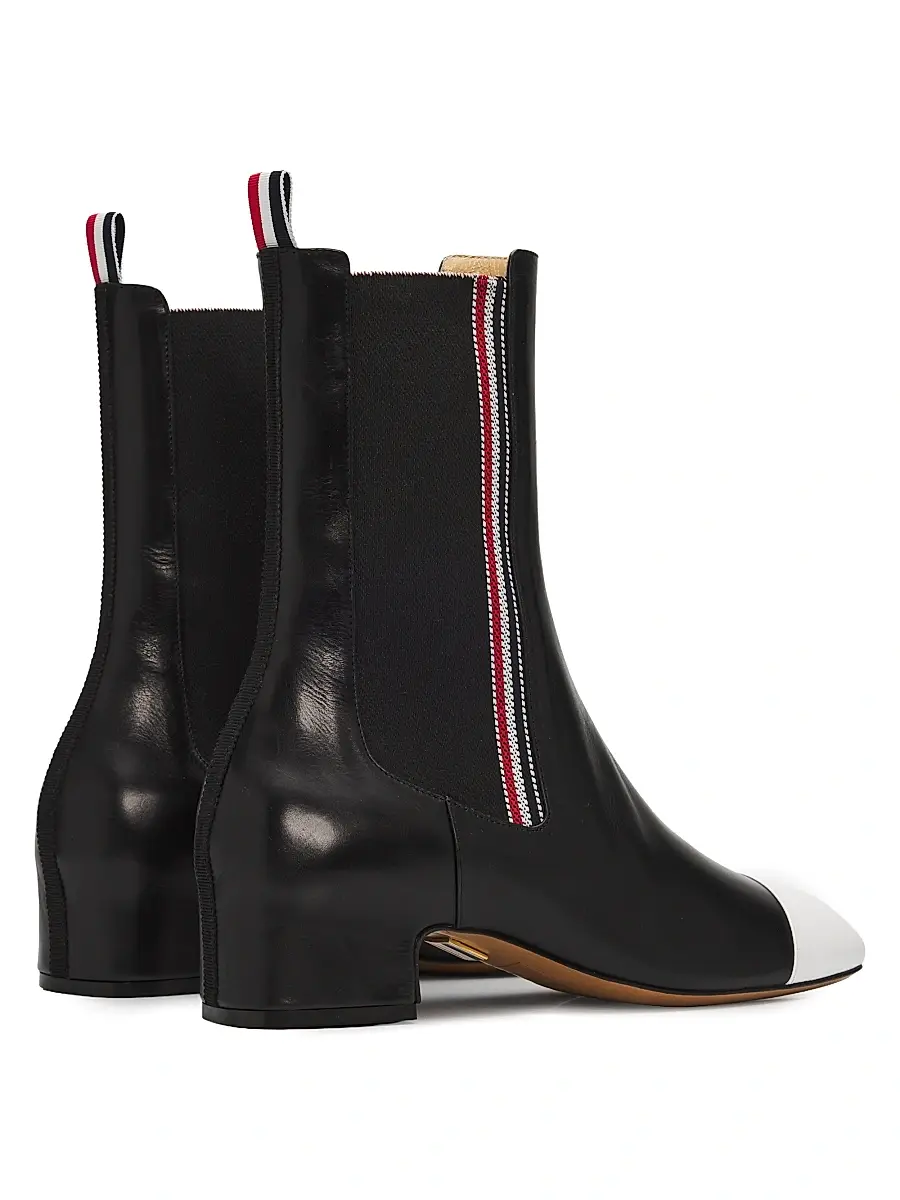 Thom Browne Women's Leather Mid-Calf Chelsea Boots | Thumbnail 3 Thom Browne Women's Leather Mid-Calf Chelsea Boots | Thumbnail 3