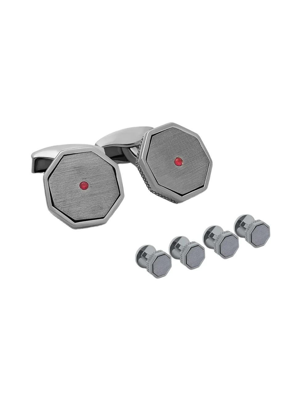 Men's London Eye Ruby Octagon Cufflink Set