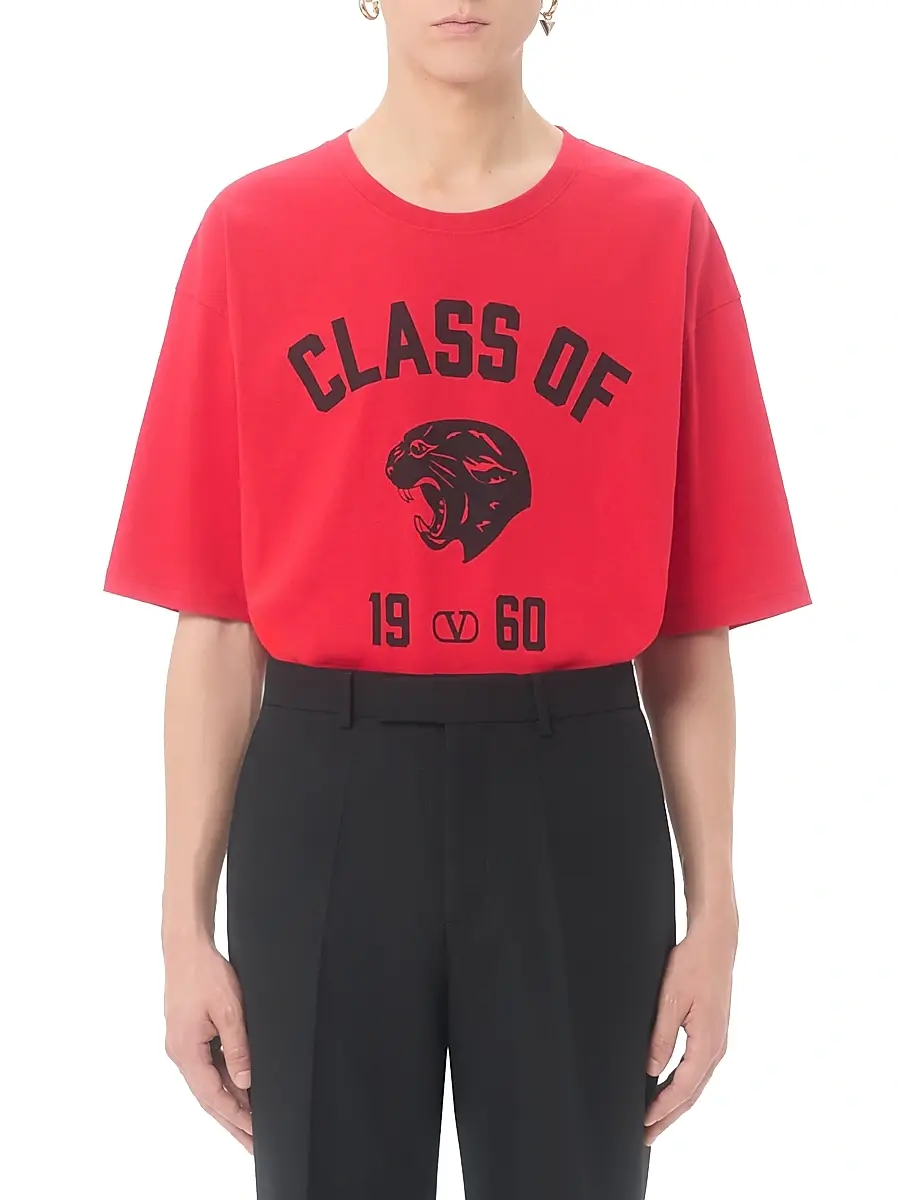 Valentino Men's Cotton T-Shirt with Panther Print - Red Black | Thumbnail 2 Valentino Men's Cotton T-Shirt with Panther Print - Red Black | Thumbnail 2
