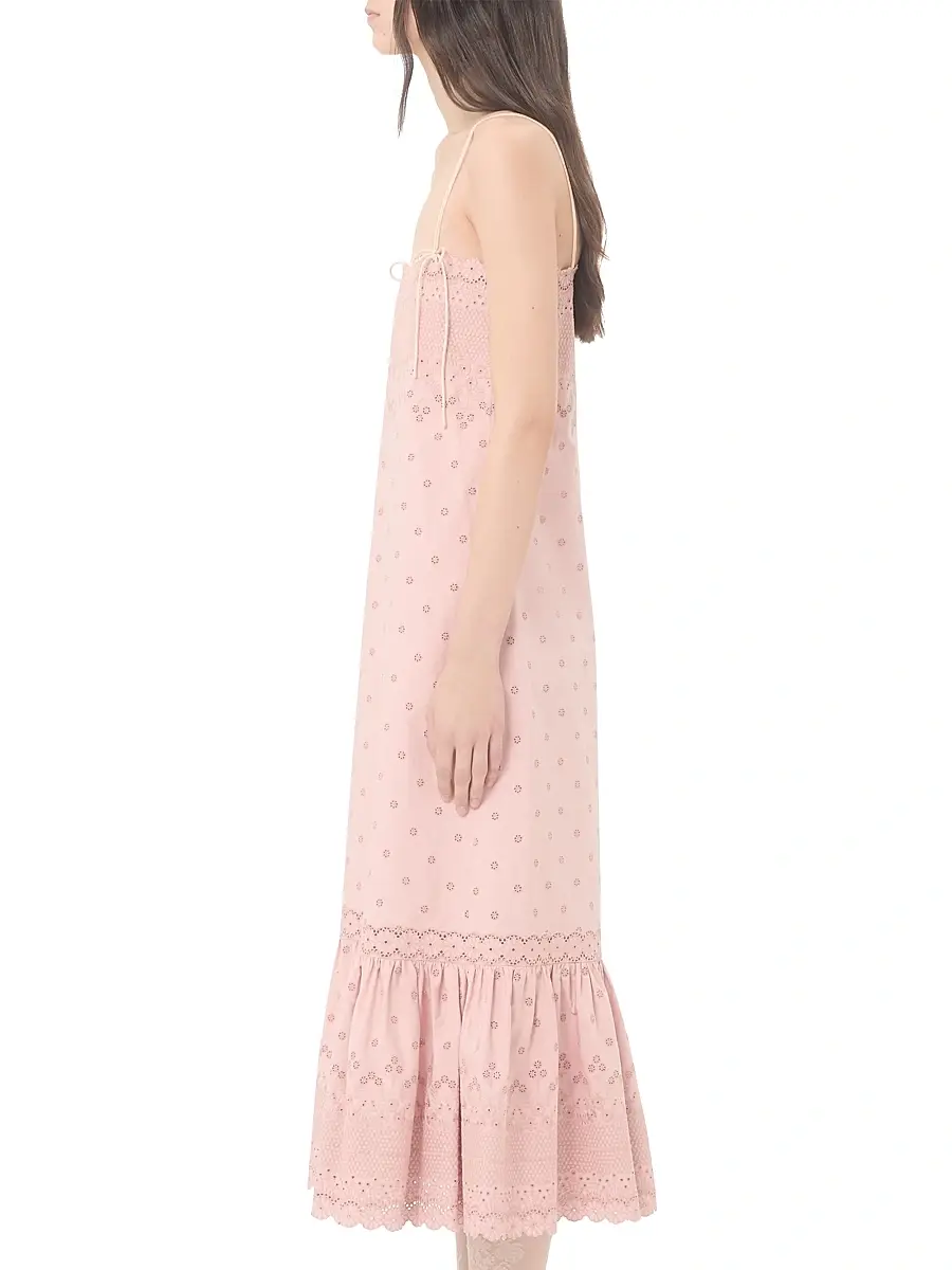 Valentino Women's Midi Dress in Sangallo with Fleur A Jours Margheritine | Thumbnail 3 Valentino Women's Midi Dress in Sangallo with Fleur A Jours Margheritine | Thumbnail 3