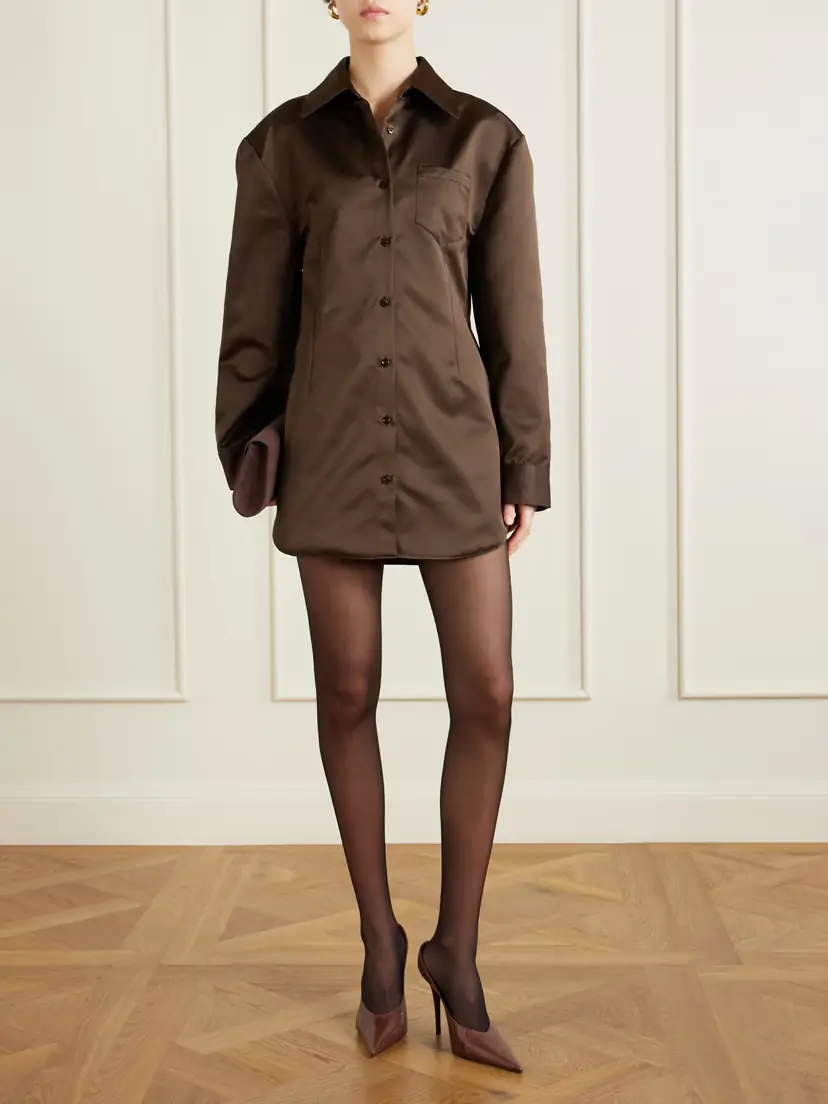 The Frankie Shop Akita Darted Satin Mini Shirt Dress | Thumbnail 2 The Frankie Shop Akita Darted Satin Mini Shirt Dress | Thumbnail 2