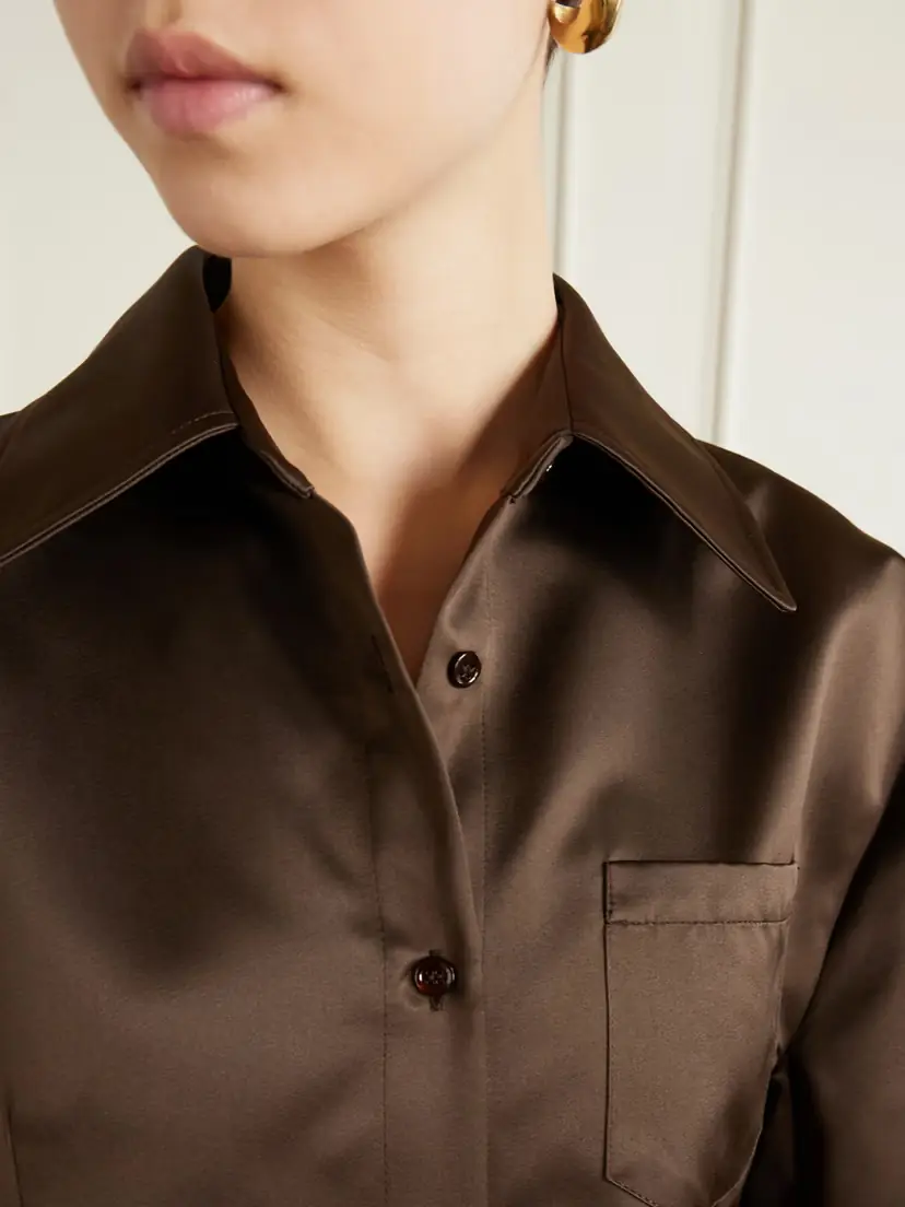 The Frankie Shop Akita Darted Satin Mini Shirt Dress | Thumbnail 4 The Frankie Shop Akita Darted Satin Mini Shirt Dress | Thumbnail 4