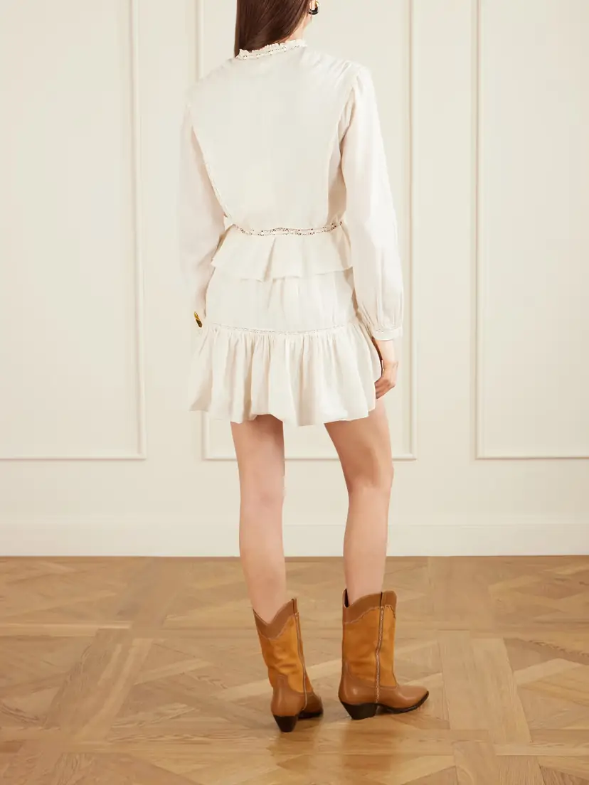 Marant Étoile Damya Lace-trimmed Cotton-blend Mini Dress | Thumbnail 3