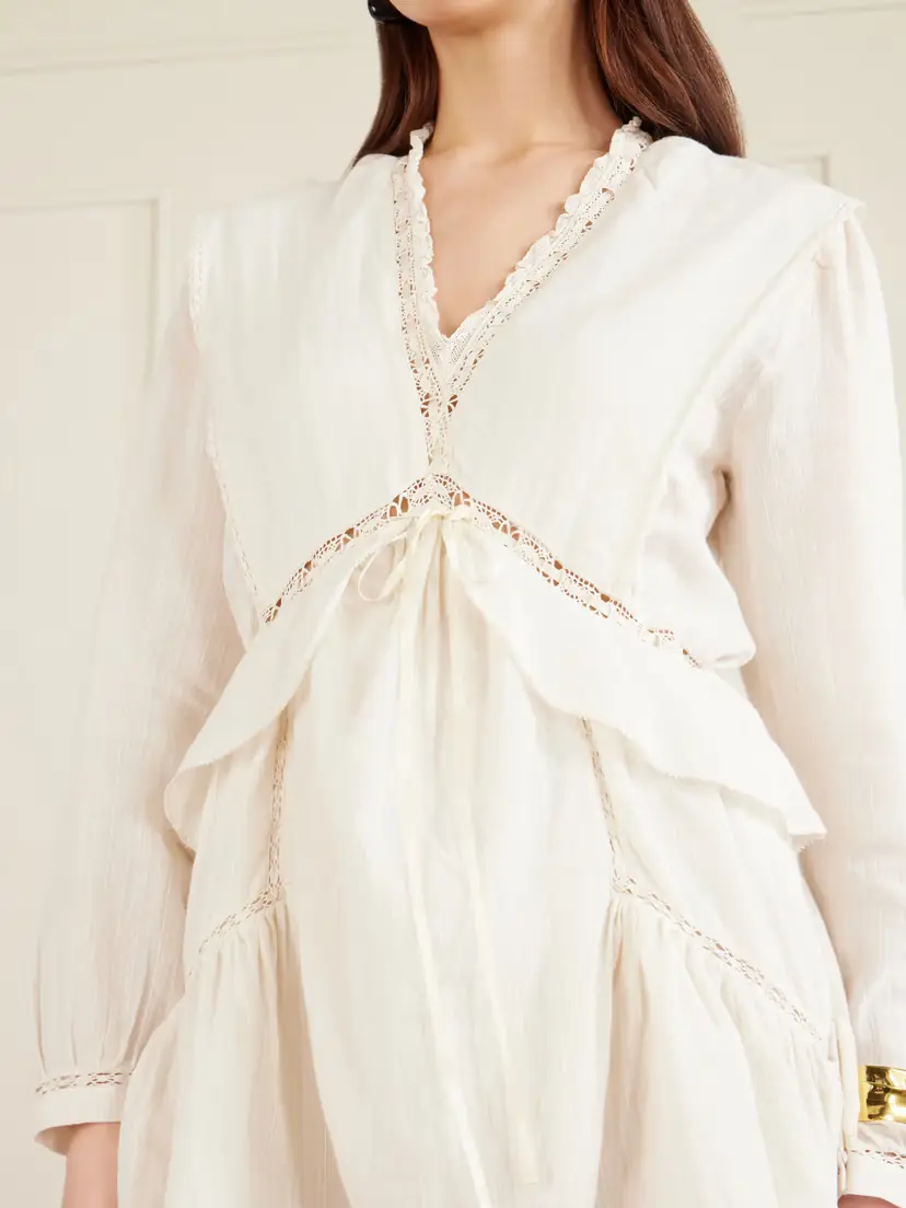 Marant Étoile Damya Lace-trimmed Cotton-blend Mini Dress | Thumbnail 4