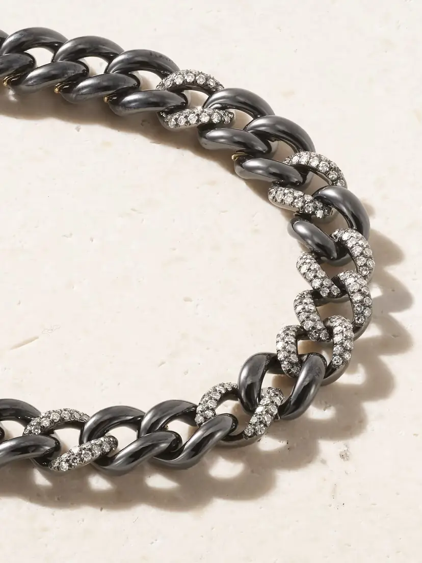 SHAY 18-karat Blackened Gold, Ceramic And Diamond Bracelet | Thumbnail 5