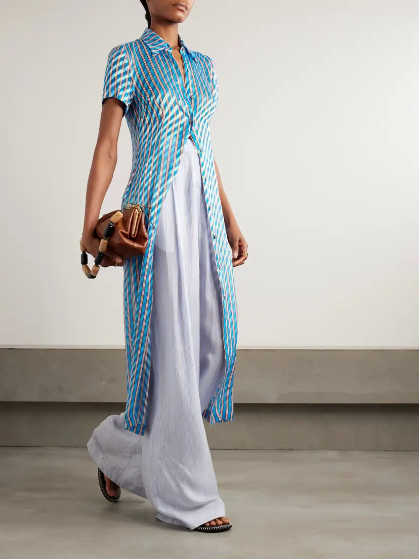 Dries Van Noten Striped Devoré-satin Midi Shirt Dress | Thumbnail 2