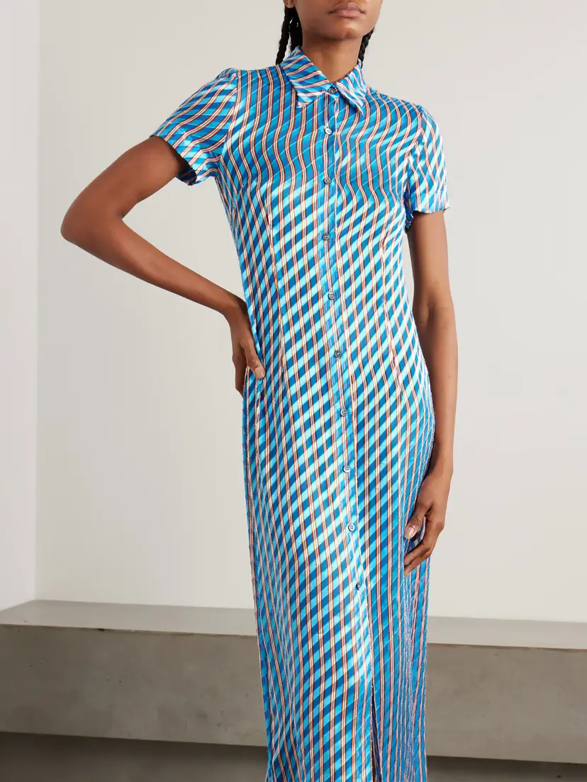 Dries Van Noten Striped Devoré-satin Midi Shirt Dress | Thumbnail 3