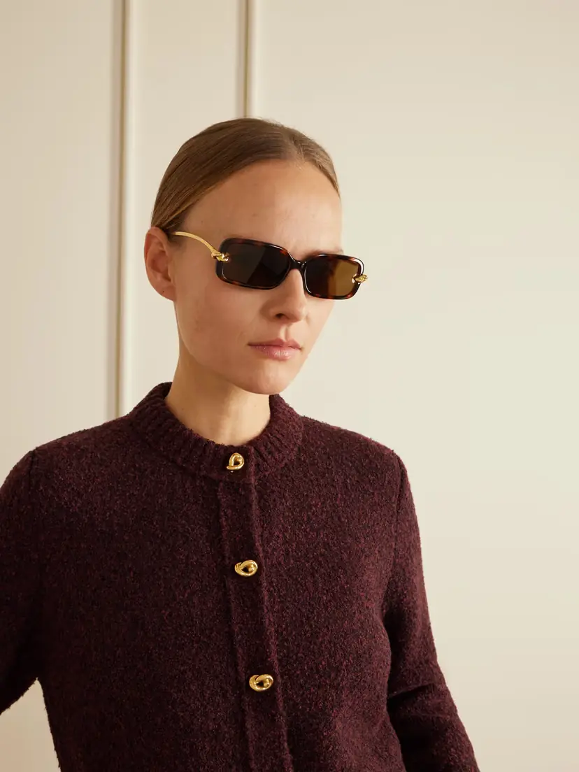 Bottega Veneta Eyewear Knot Rectangle-frame Tortoiseshell Acetate And Gold-tone Sunglasses | Thumbnail 2 Bottega Veneta Eyewear Knot Rectangle-frame Tortoiseshell Acetate And Gold-tone Sunglasses | Thumbnail 2
