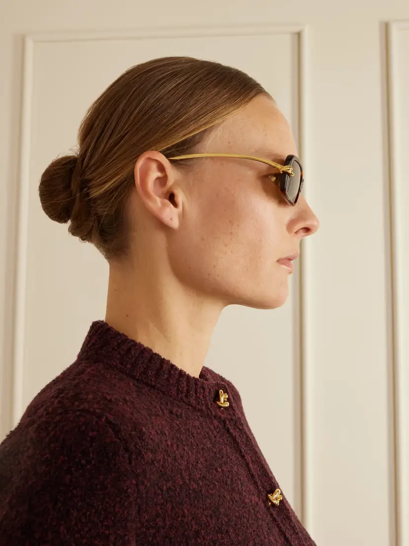 Bottega Veneta Eyewear Knot Rectangle-frame Tortoiseshell Acetate And Gold-tone Sunglasses | Thumbnail 4 Bottega Veneta Eyewear Knot Rectangle-frame Tortoiseshell Acetate And Gold-tone Sunglasses | Thumbnail 4