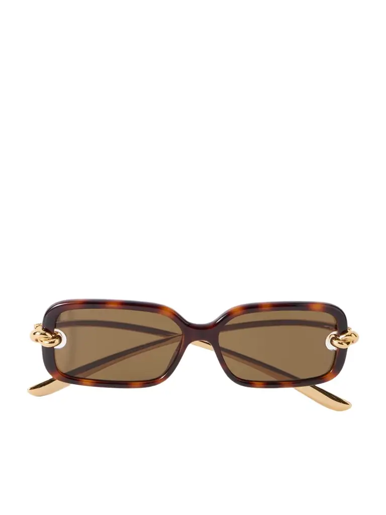 Knot Rectangle-frame Tortoiseshell Acetate And Gold-tone Sunglasses