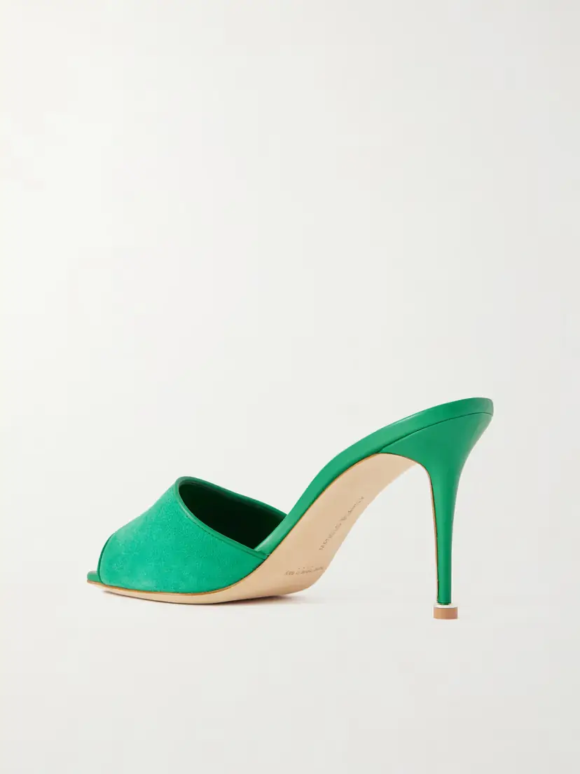 Manolo Blahnik Larache 90 Suede Mules | Thumbnail 3 Manolo Blahnik Larache 90 Suede Mules | Thumbnail 3