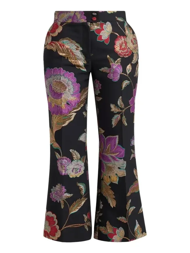 Metallic Floral Jacquard Flare Ankle Pants Metallic Floral Jacquard Flare Ankle Pants